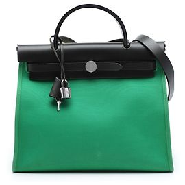 Hermès Green Toile Herbag Zip 31 Verde
