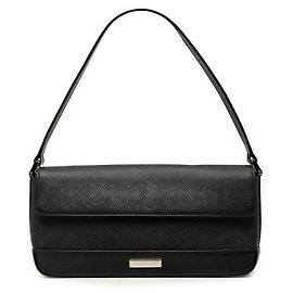 Bolsa de ombro com aba Burberry em couro preto Preto