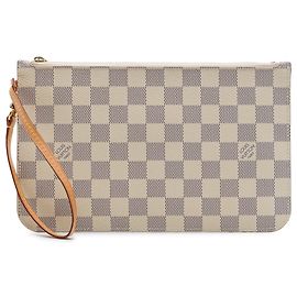 Louis Vuitton White Damier Azur Neverfull MM Täschchen Weiß
