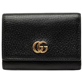 Cartera compacta trifold Gucci GG Marmont negra Negro