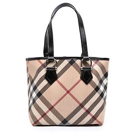 Burberry Beige Supernova Check Coated Canvas Tote Beige