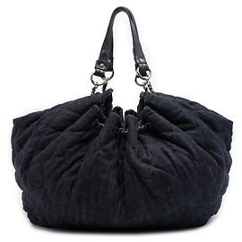 Chanel Blue Extra Large Quilted Denim Stretch Spirit Cabas Tote Blue Navy blue