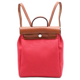 Mochila Hermès Red Toile Herbag A Dos Zip Retourne Roja