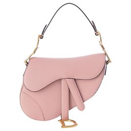 Bolsa Saddle Dior Mini em pele de vitelo granulada rosa Rosa