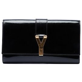 Clutch Saint Laurent Chyc Ligne de charol negro Negro
