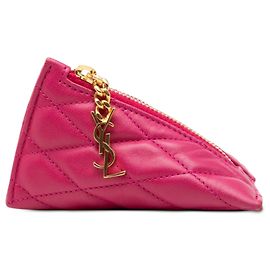 Bolsa de Moedas Saint Laurent Berlingo Charm em pele de cordeiro acolchoada rosa Rosa Outro