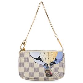 Louis Vuitton White Damier Azur Illustre Mini Pochette Accessoires Blanco