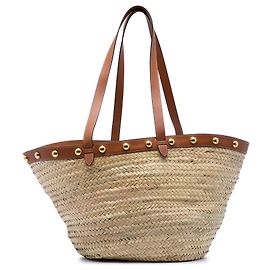 Céline Celine Beige Large Raffia Classic Studded Panier Tote Beige