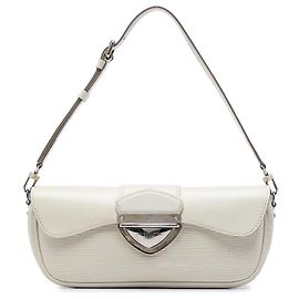 Louis Vuitton White Epi Pochette Montaigne Weiß
