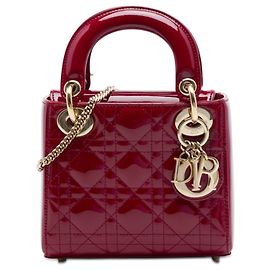 Dior Red Mini Patent Cannage Lady Dior Rouge Bordeaux