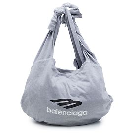 Balenciaga Bolsa Hobo em jersey cinza com logo 3B Marrom