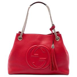 Sac cabas Soho Chain Gucci en cuir de veau rouge, taille Medium Rouge