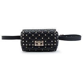 Borsa cintura Valentino Rockstud Spike in lambskin nero Nero