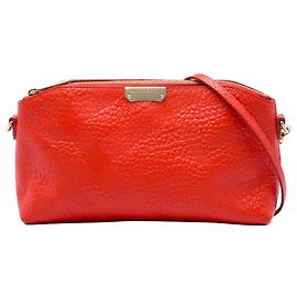 Burberry Red Small Grain Check Embossed Leather Chichester Crossbody Roja