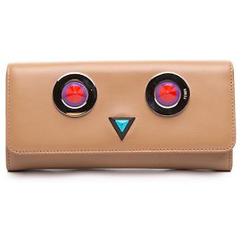 Fendi Beige Leather Hypnoteyes Continental Wallet Beige
