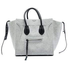 Céline Celine Gray Medium Felt Phantom Luggage Tote Brown Grey