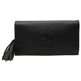 Gucci Black Leather Soho Disco Clutch Black