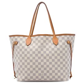 Louis Vuitton White Damier Azur Neverfull MM Branco