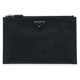 Prada Black Saffiano Clutch Black