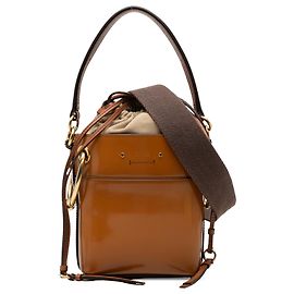 Mini borsa a secchiello Roy in vernice marrone Chloé Marrone Caramello