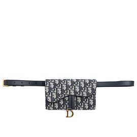 Dior Saddle Gürteltasche aus blauer Oblique Canvas Blau Marineblau