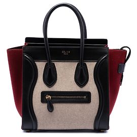 Céline Tote Luggage Celine Beige Micro Tricolor em lã feltro e couro de bezerro Outro