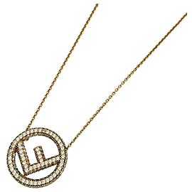 Collier Fendi plaqué or avec strass Doré
