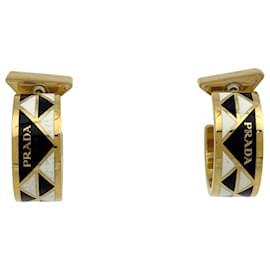 Prada Metal Stud Earrings Black White