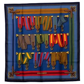 Hermès Lenço de seda Hermes Carre 90 Les Sangles Outro