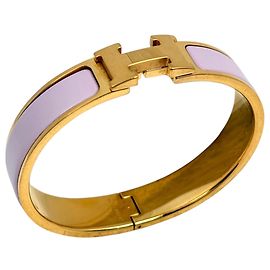 Bracciale Hermès Click H in Rosa e Argento Argento Rosa