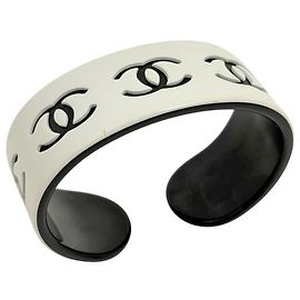 Chanel White Plastic Bangle White