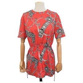 Hermès VESTIDO TÚNICA HERMES ESTAMPADO M 40 EN ALGODÓN ROJO Roja