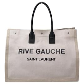 Yves Saint Laurent SAINT LAURENT CABAS RIVE GAUCHE 499290 HANDTASCHE AUS BEIGEM LEINEN TOTE BAG Beige