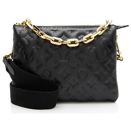 Louis Vuitton Monogram Embossed Lambskin Coussin PM Shoulder Bag Black