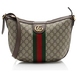 Gucci GG Supreme Ophidia Medium Shoulder Bag Brown Beige