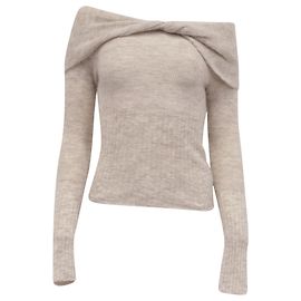 Camisola Florie com ombros descobertos e torcida da Reformation em lã de alpaca bege Bege