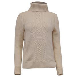Autre Marque Kaschmir-Rollkragenpullover mit Totenkopf-Motiv in Cream Cashmere Weiß Roh