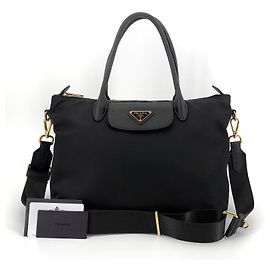 Prada Borsa tote e borsa a tracolla in poliammide nera Nero