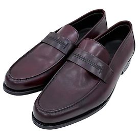 Hermès Mocasín de cuero burdeos Roja