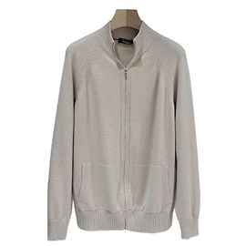 Loro Piana Baby-Kaschmir Strickpullover mit Reißverschluss, Ivory Weiß