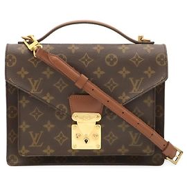 Sac à main pochette Louis Vuitton Monogram Monceau 26 Marron
