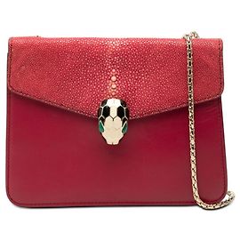 Bulgari Borsa a tracolla e spalla con catena BVLGARI Serpenti Forever Rosso Bordò