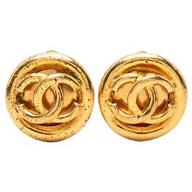 Orecchini rotondi vintage Chanel Coco Mark D'oro