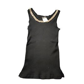 Regata Chanel preta em algodão com pérolas Preto Dourado