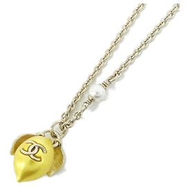 Collar Chanel ABH000 Blanco Dorado Amarillo