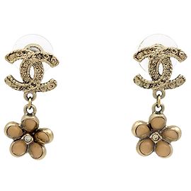 Boucles d'oreilles puces Chanel plaquées or Doré