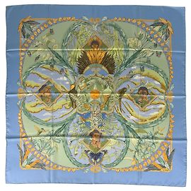 Hermès Lenço Hermes Carre 90 AMAZONIA Azul Multicor