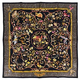 Hermès Lenço Hermes Carre 90 Pierres d' Orient et Occident Preto Multicor