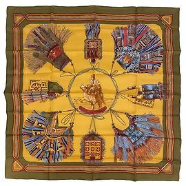 Hermès Hermes Carre 90 CUIRS DU DESERT Schal Braun Mehrfarben