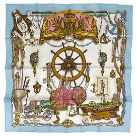 Hermès Lenço Hermes Carre 90 MUSEE Multicor Azul claro